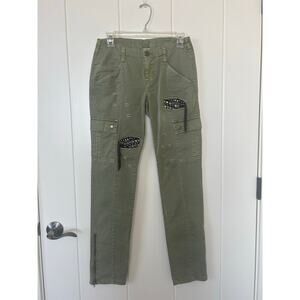 London Jean Olive Green Skinny Embellished Cargo Pants‎ Size 0